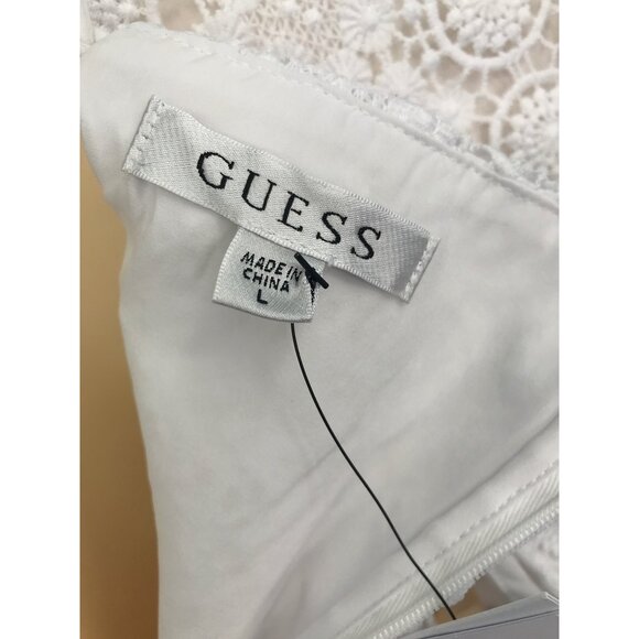 Guess Elle Lace Open Tie Back Jumpsuit White Large NEW - Picture 9 of 11